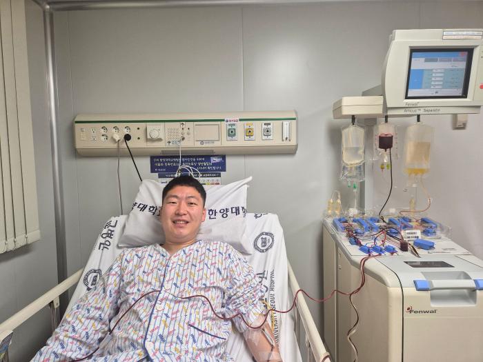 혈액암 환우에게 자신의 조혈모세포를 기증한 육군5보병사단 김기범 대위. 부대 제공