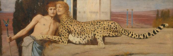 페르낭 크노프, ‘스핑크스의 애무’, 1896년, 50.5×151㎝, 캔버스에 유채. 벨기에 왕립미술관 소장