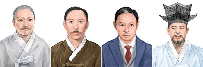 (왼쪽부터) 고인덕 선생, 이세영 선생, 한흥근 선생, 정시해 선생