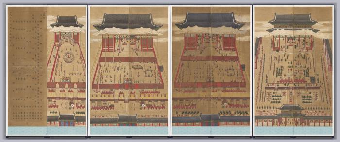 '고종임진진찬도( 高宗任辰進饌圖 )', 8폭 병풍, 비단에 채색, 세로 167×가로 51㎝. 국립중앙박물관 소장